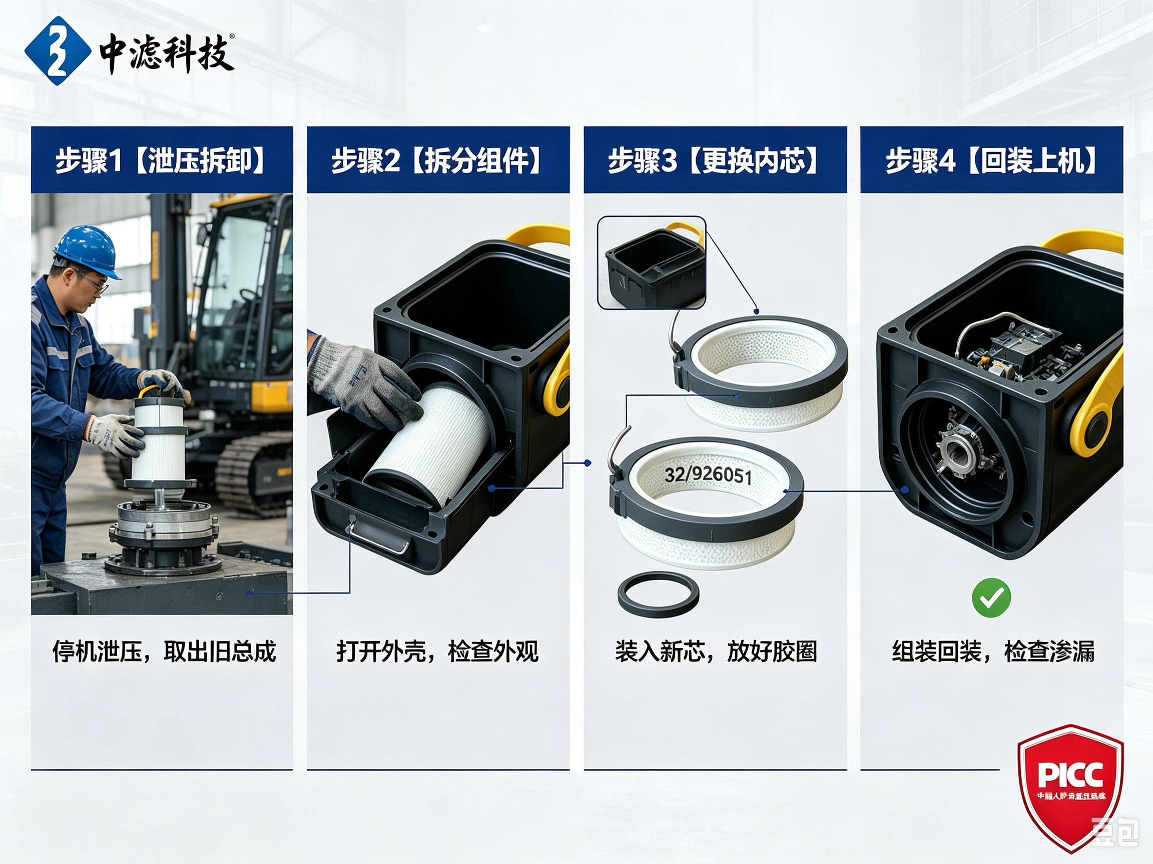 中滤科技 32/926051 液压回油滤芯 适配 JCB 3CX 4CX 挖掘装载机 回油过滤器总成