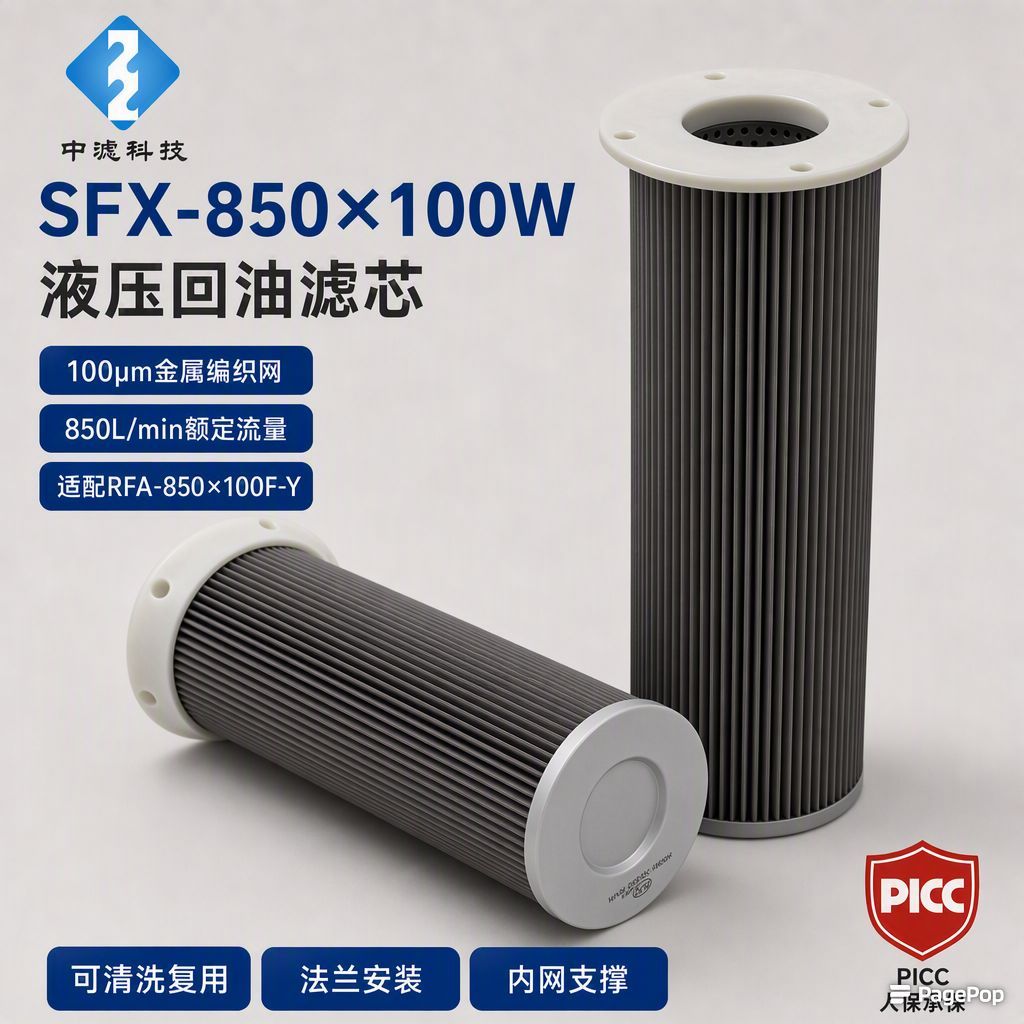 中滤科技黎明 SFX‑850×100W 回油过滤器滤芯 玻纤材质抗腐蚀液压回油滤芯厂家供应