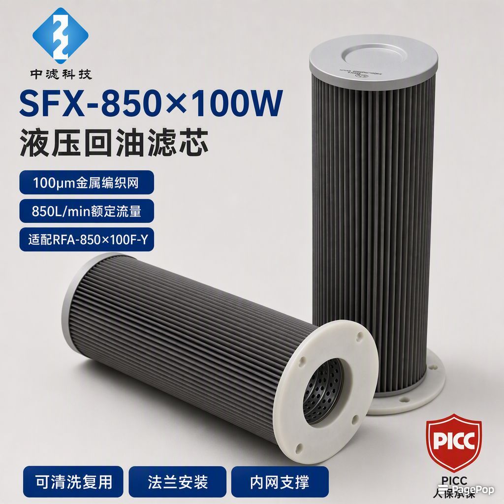 中滤科技黎明 SFX‑850×100W 回油过滤器滤芯 玻纤材质抗腐蚀液压回油滤芯厂家供应