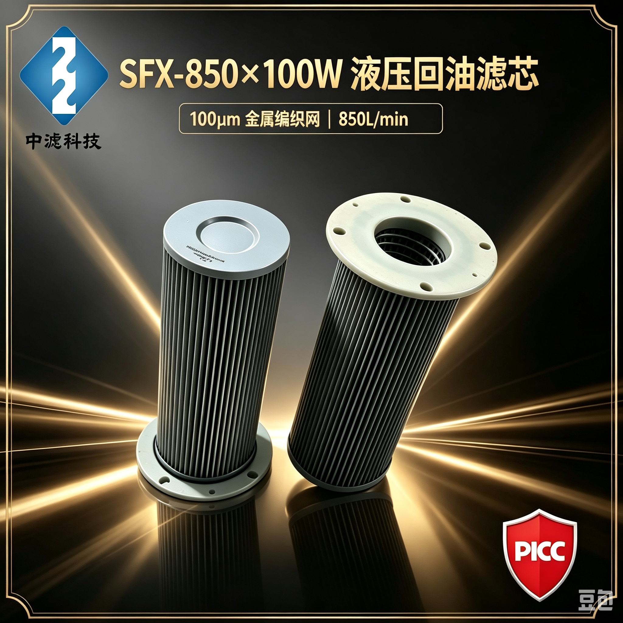 中滤科技黎明 SFX‑850×100W 回油过滤器滤芯 玻纤材质抗腐蚀液压回油滤芯厂家供应