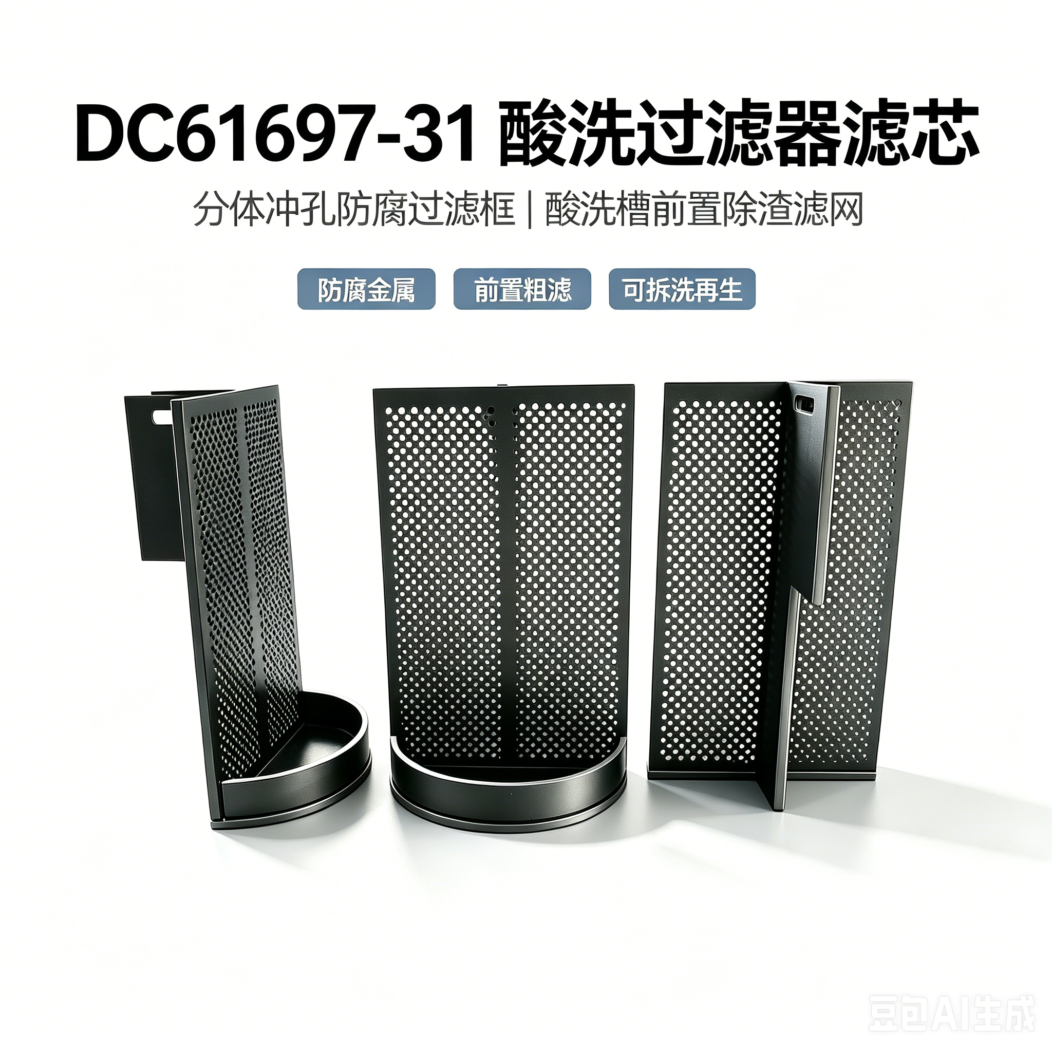 中滤科技 酸洗过滤器滤芯 DC61697‑31 PP 耐酸碱冲孔滤框 化工酸洗槽过滤框架