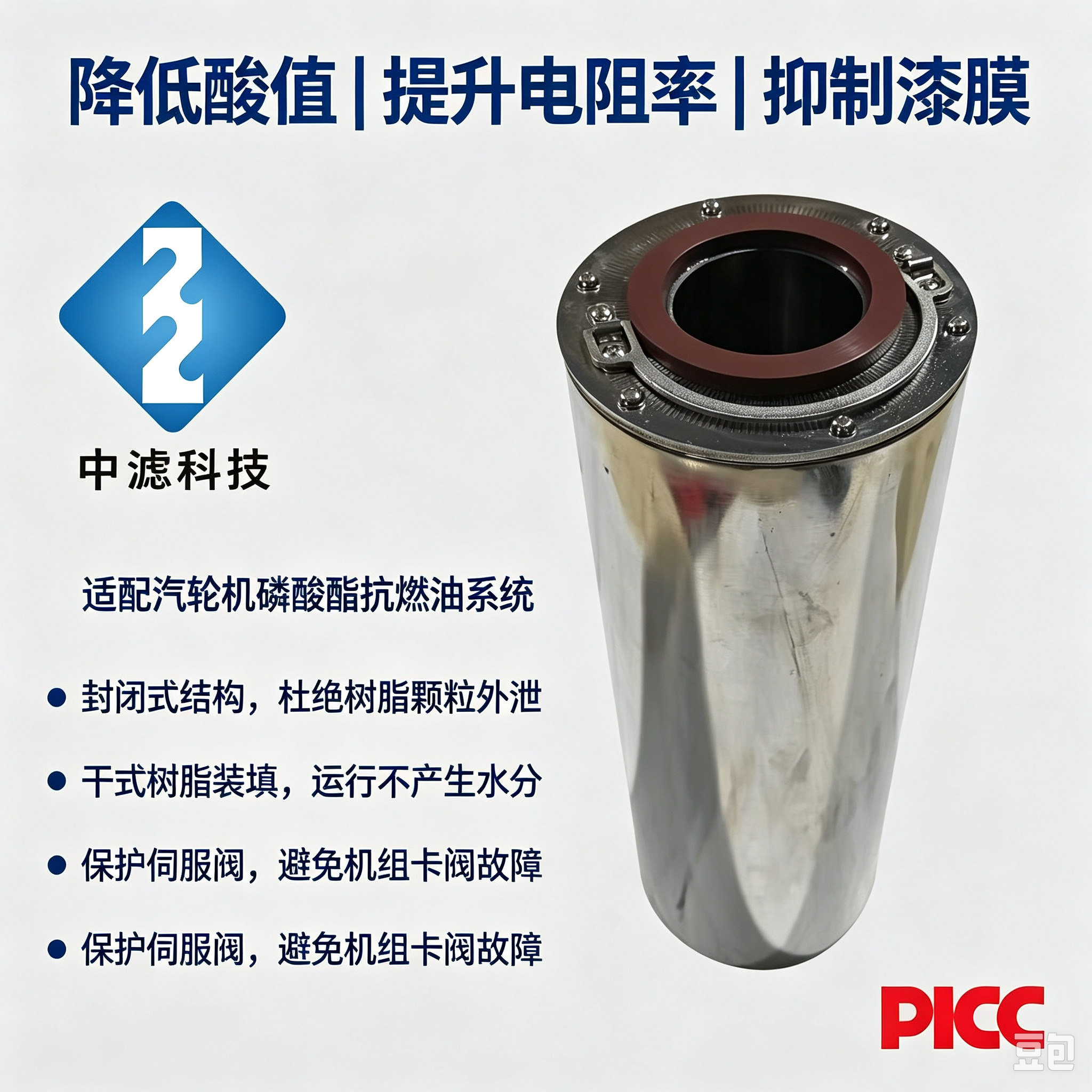 中滤科技 EPT600504 滤筒 电厂 EH 油除金属离子树脂脱酸滤芯