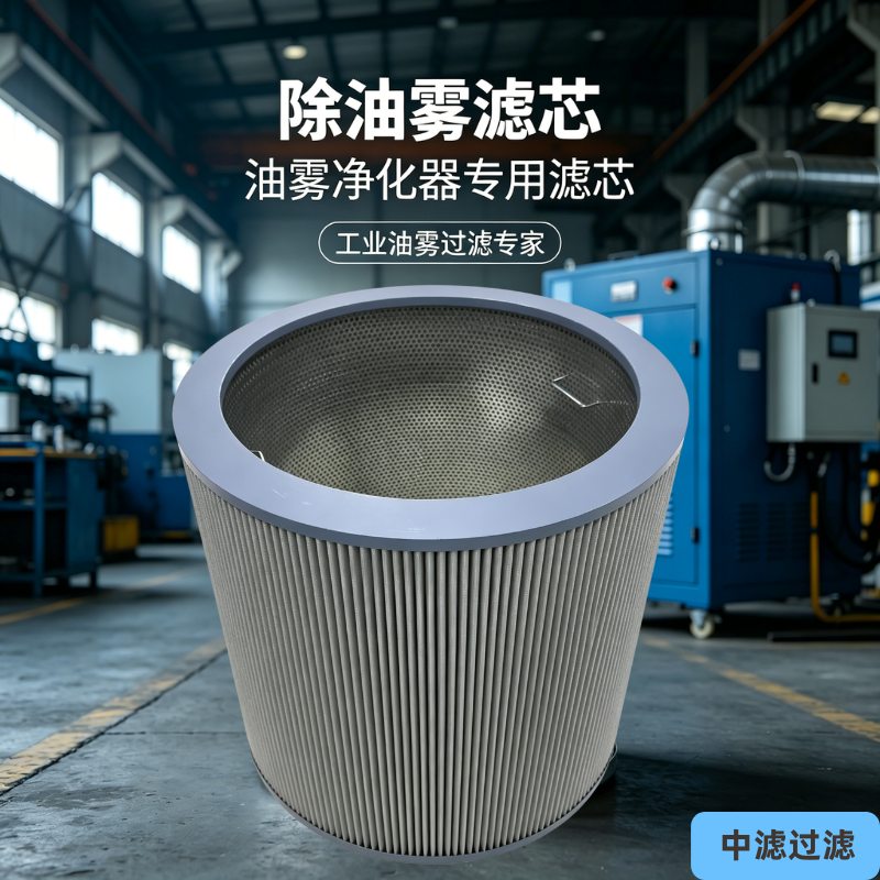 中滤科技 工业油雾净化滤筒 不锈钢骨架 机床油烟处理滤芯 PICC 承保支持非标定制