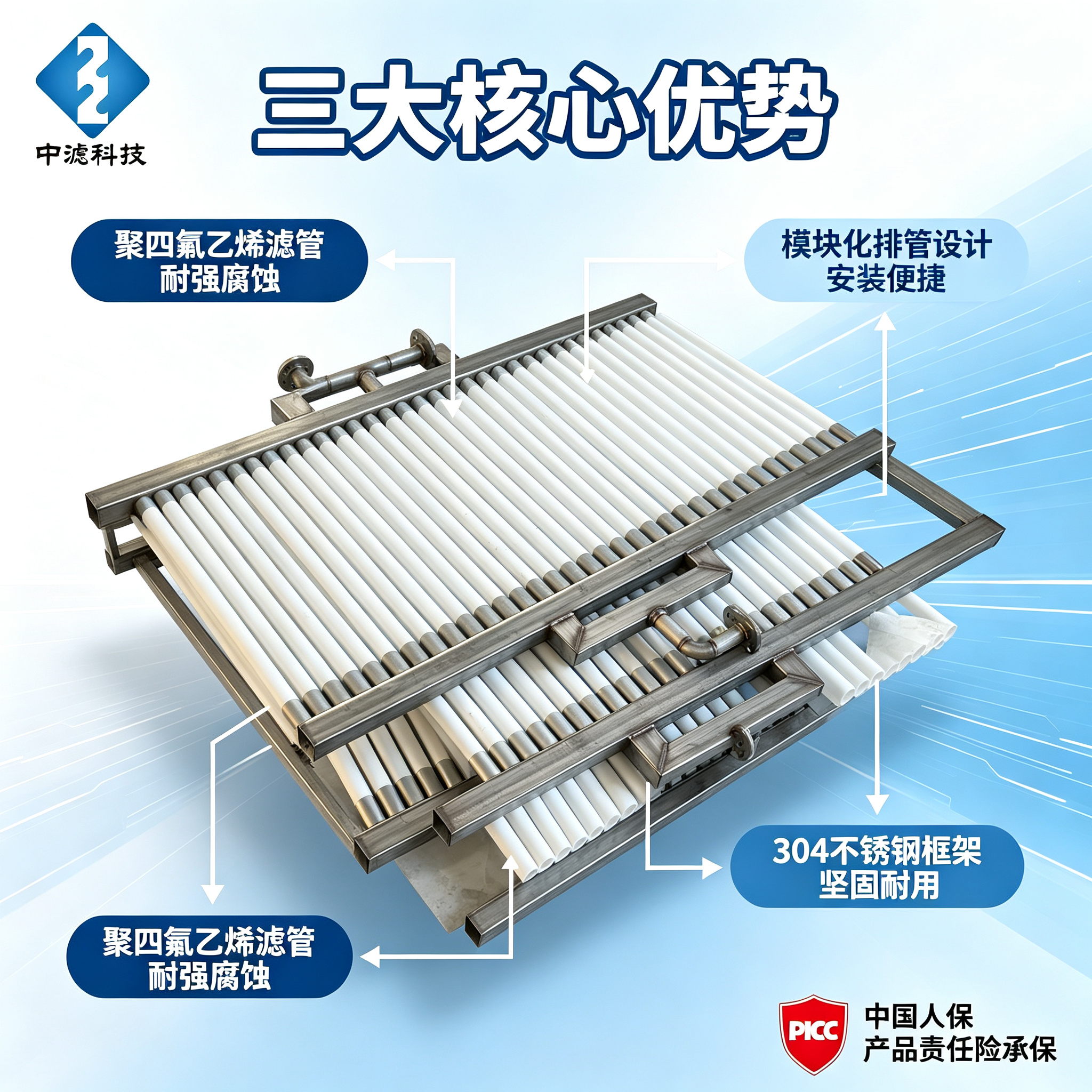 中滤科技 排管式除沫器 316L不锈钢框架 耐高温180℃ 化工焦化专用