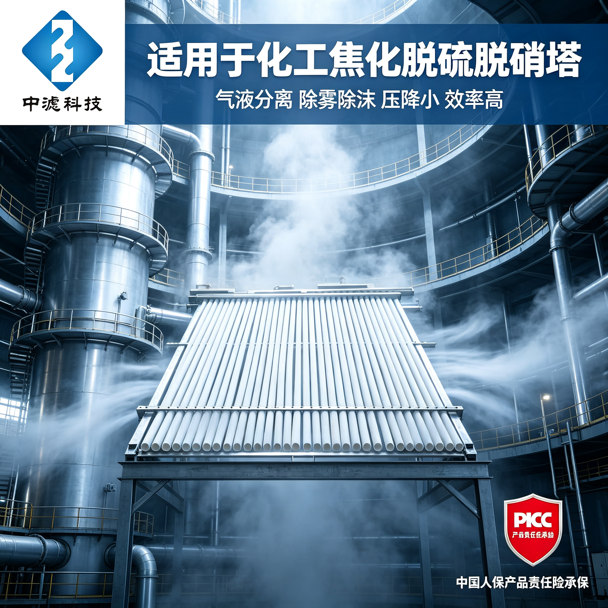 中滤科技 排管式除沫器 316L不锈钢框架 耐高温180℃ 化工焦化专用