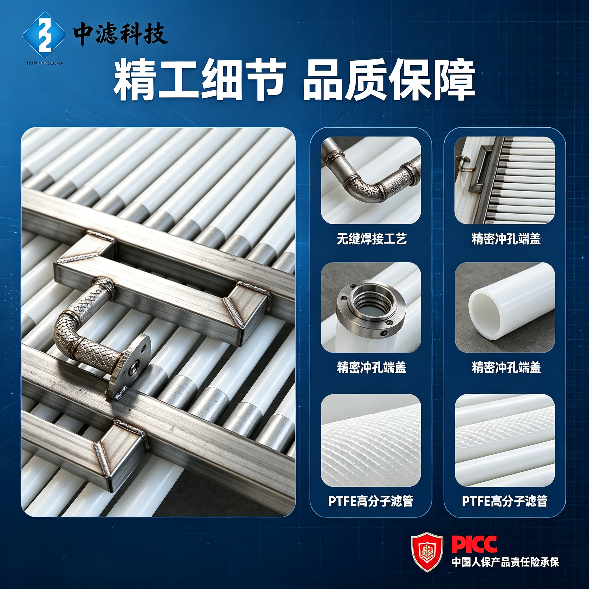 中滤科技 焦化厂洗苯塔排管除沫器 PP/PTFE/陶瓷滤管可选 耐强酸强碱 厂家直销