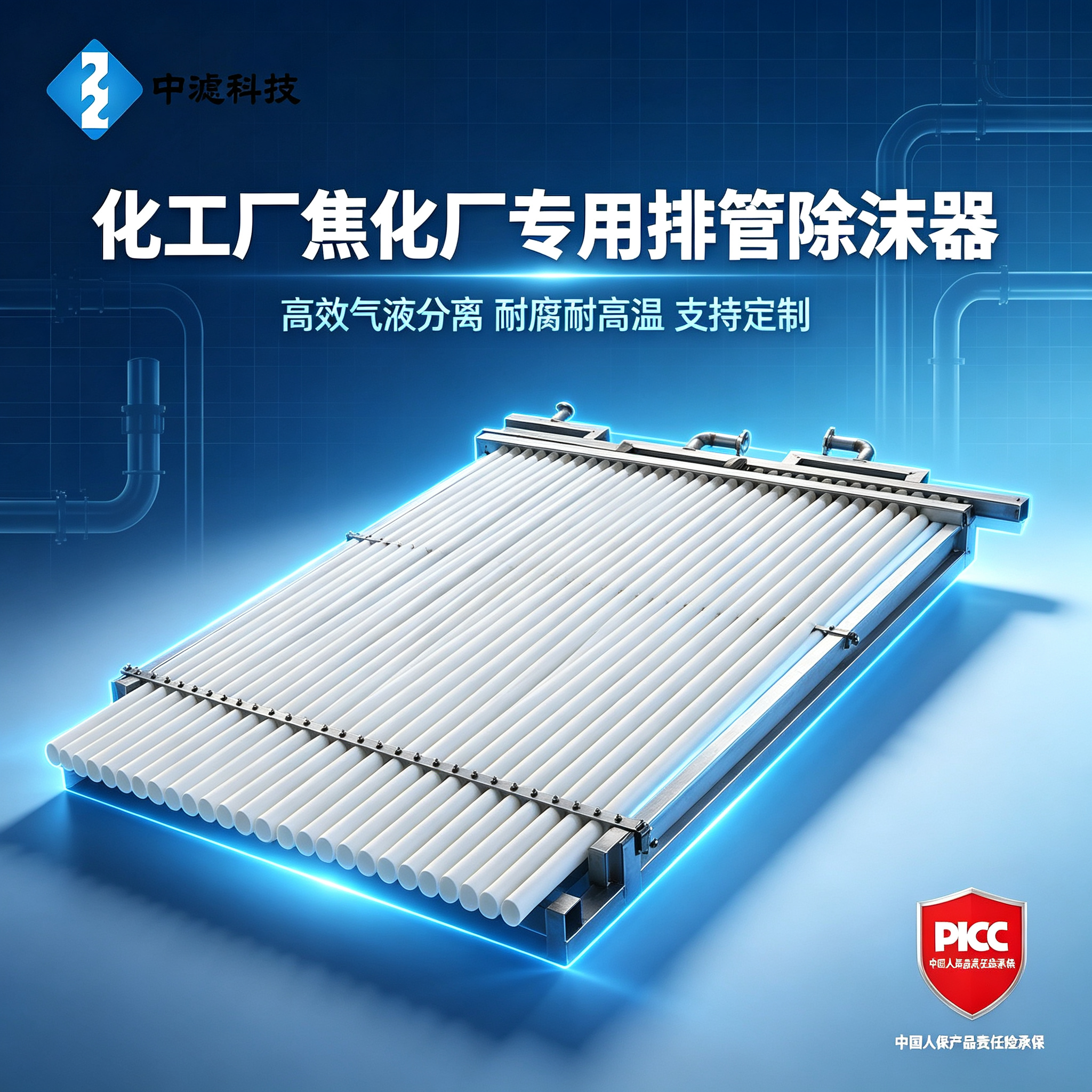 中滤科技 焦化厂洗苯塔排管除沫器 PP/PTFE/陶瓷滤管可选 耐强酸强碱 厂家直销