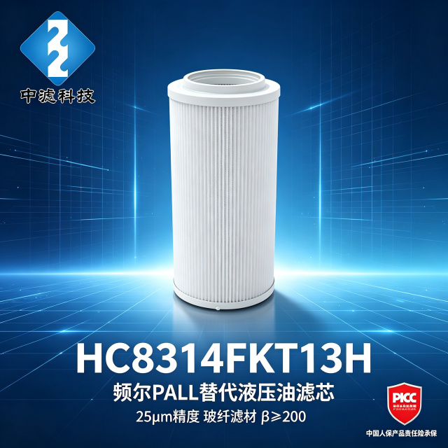 中滤科技 HC8314FKT13H液压油滤芯颇尔替代玻纤25μm高精度回油过滤芯定制