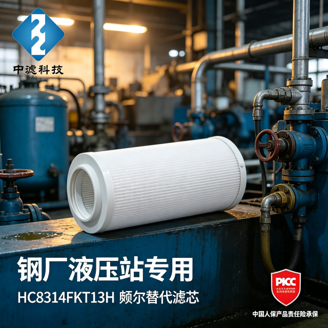 中滤科技 HC8314FKT13H颇尔替代滤芯玻纤滤材25μm精度液压系统回油过滤芯