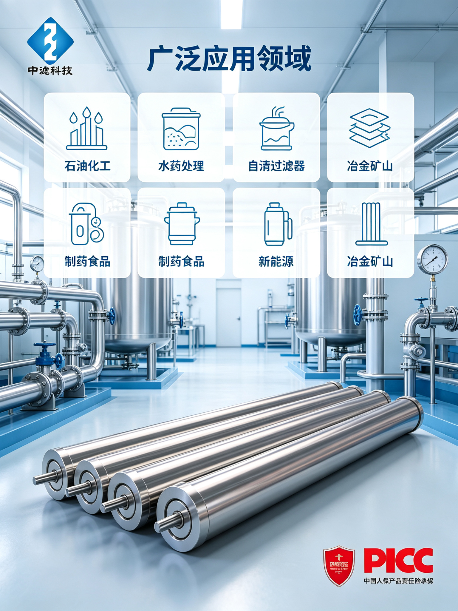 Stainless Steel V-Wire Wrapped Filter Element for Water Treatment