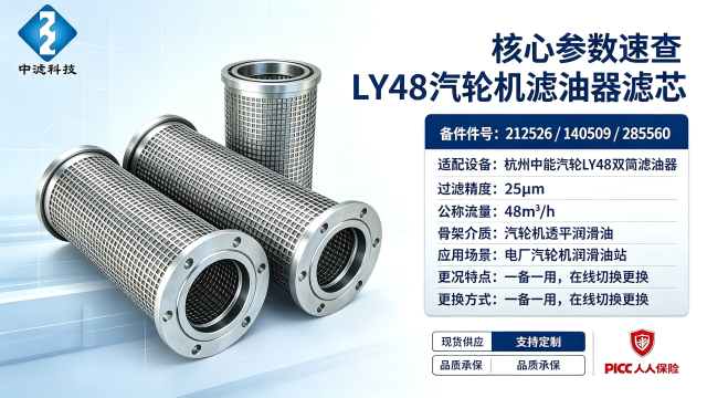 25μm LY48 Filter Cartridge Power Plant Turbine Lubricating Oil Filter Replacement Element