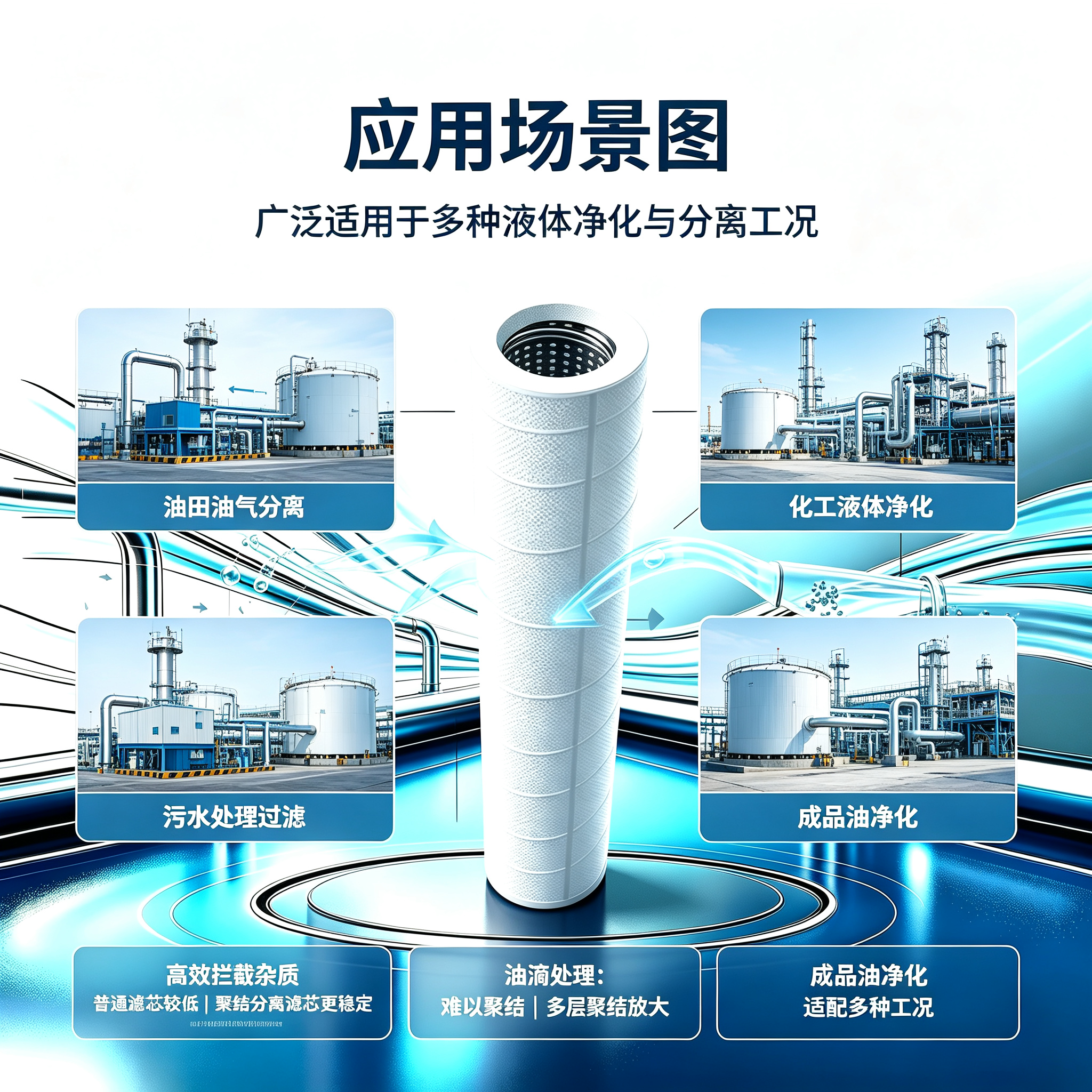 中滤科技PCHG‑24 聚结分离滤芯 外径 76 内径 54 长度 610mm 成品油除水滤芯
