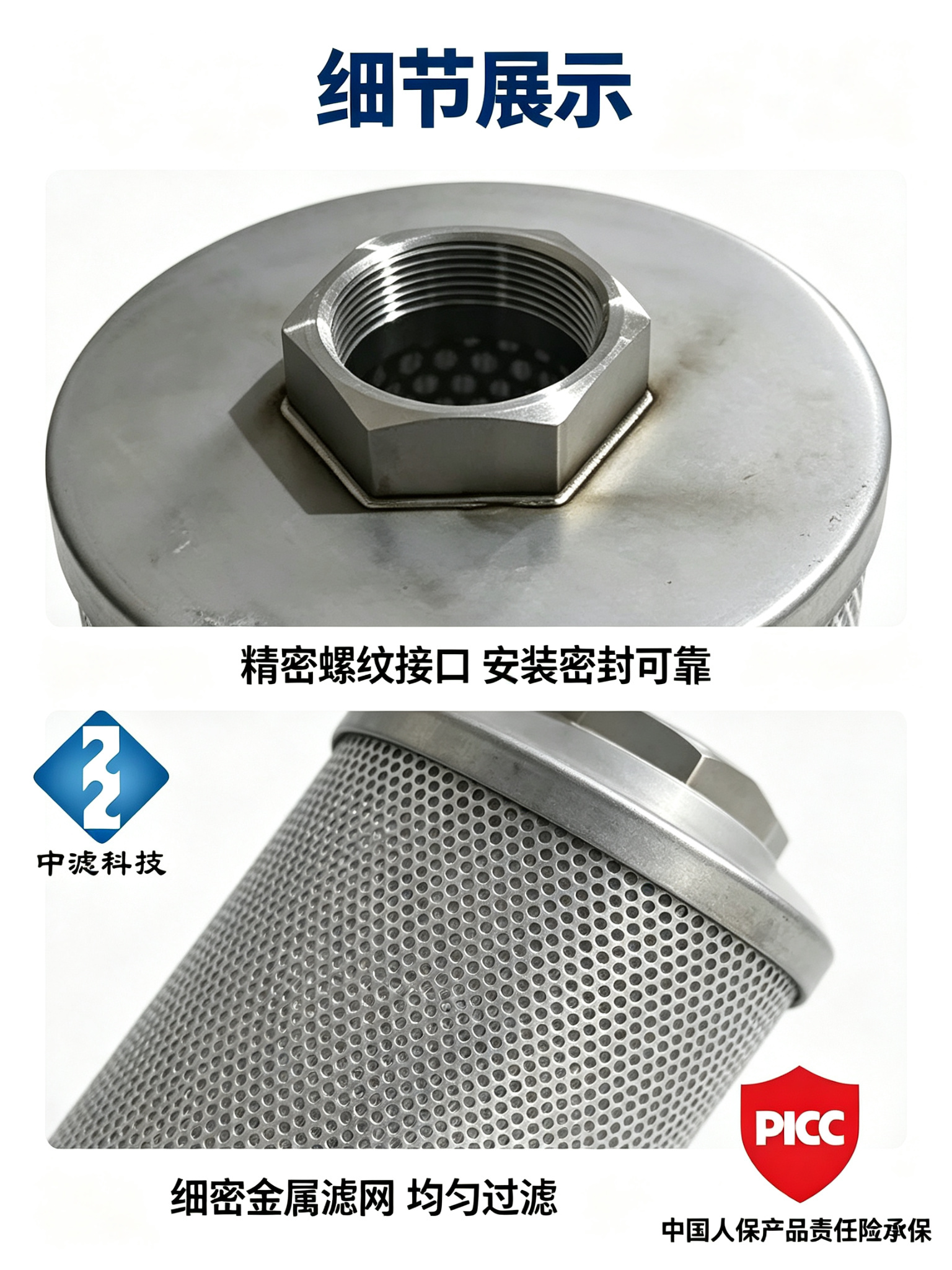 Industrial Hydraulic Oil Filter Cartridge SYEC150/48JLX*500/5μm Washable Reusable PICC Insured
