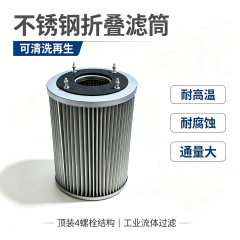 中滤科技 燃气锅炉燃烧器滤芯 304 不锈钢网折叠 耐高温耐压