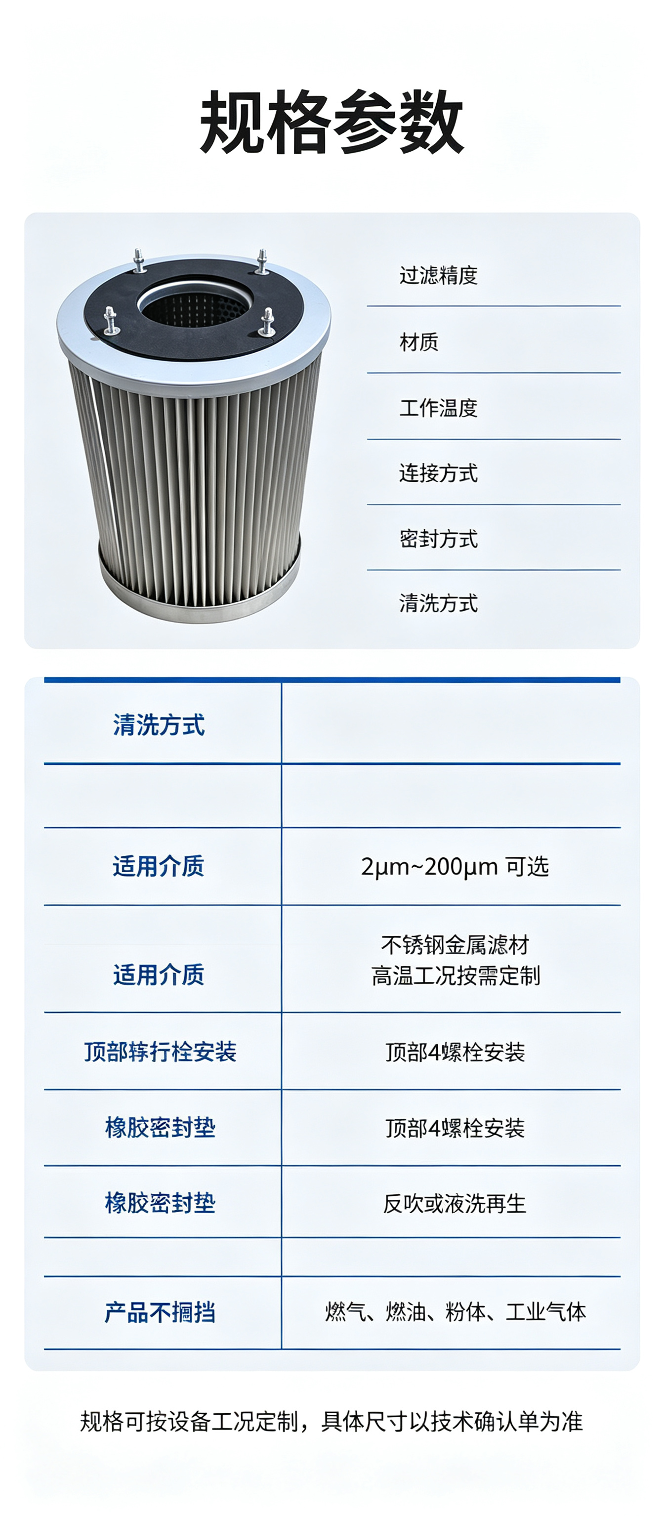 中滤科技 燃气锅炉燃烧器滤芯 304 不锈钢网折叠 耐高温耐压