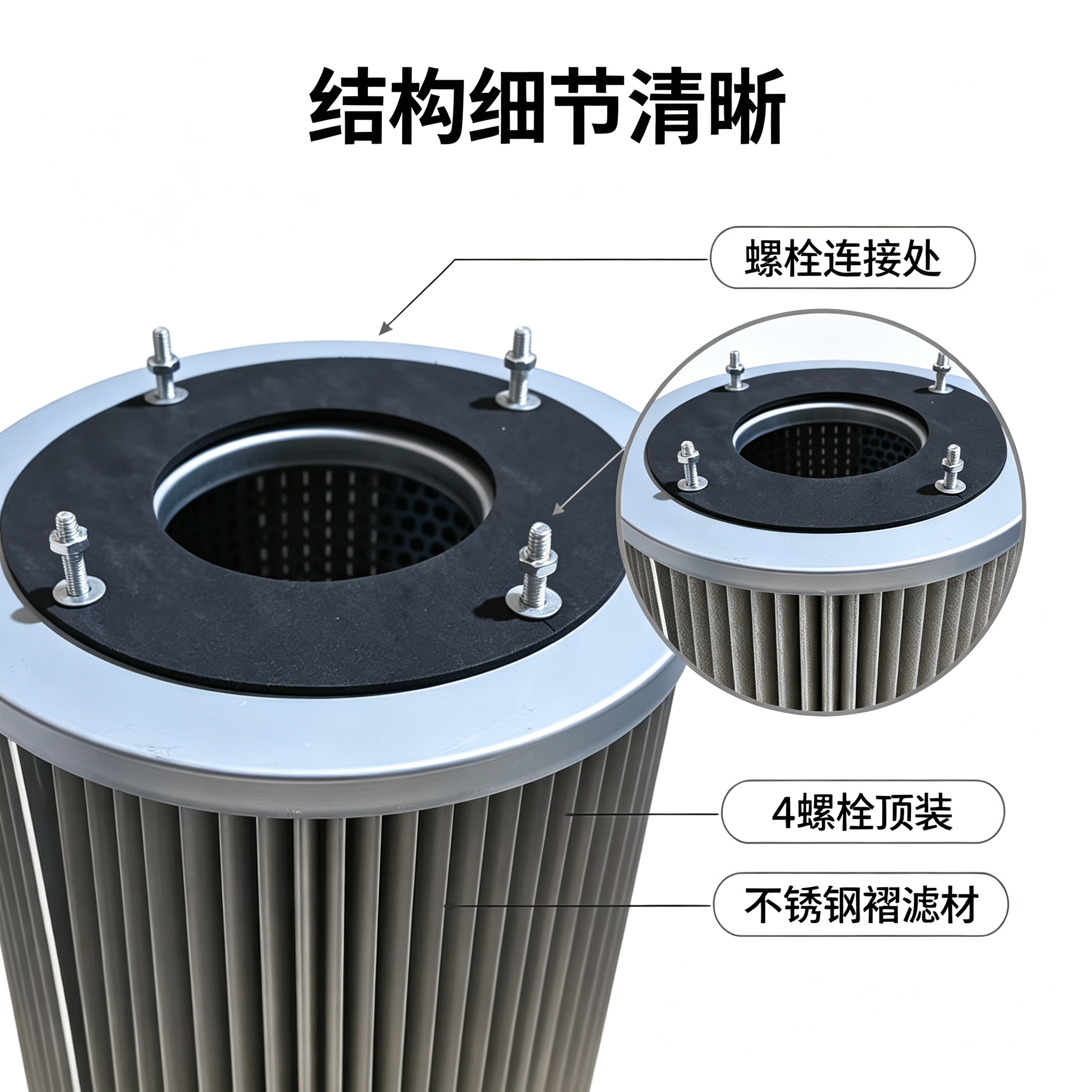 中滤科技 燃气锅炉燃烧器滤芯 304 不锈钢网折叠 耐高温耐压