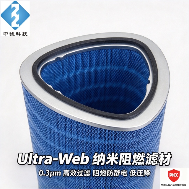 P034303 Triagonal Nano Coated Flame Retardant Dust Filter Cartridge for Industrial Dust Collection