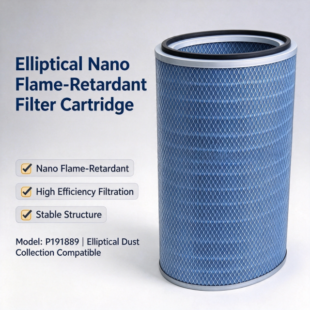 Elliptical Nano Flame-Retardant Filter Cartridge P191889, Industrial Dust Filter Cartridge
