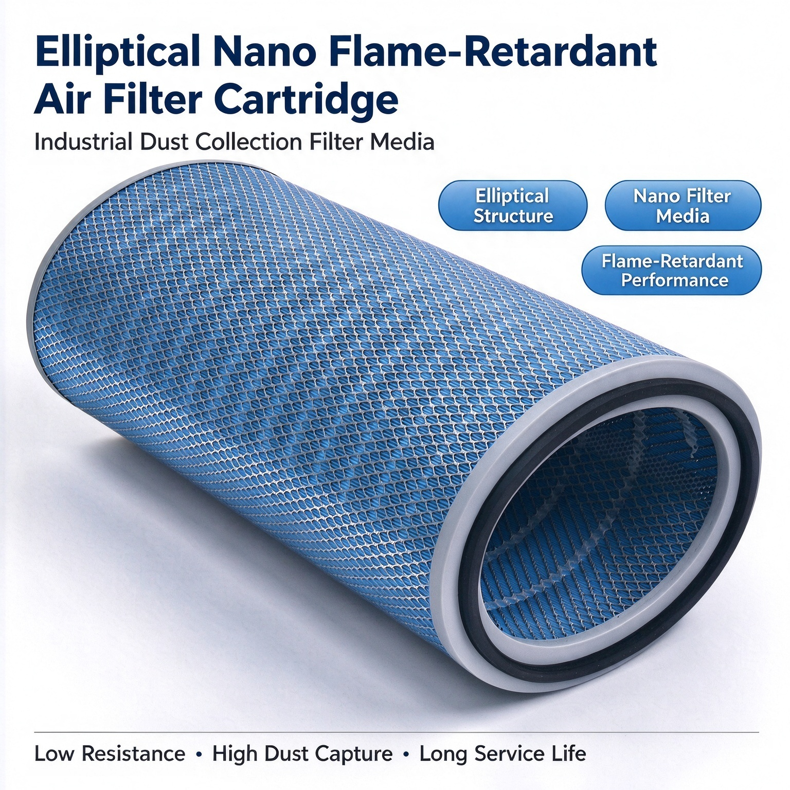 Elliptical Nano Flame-Retardant Filter Cartridge P191889, Industrial Dust Filter Cartridge