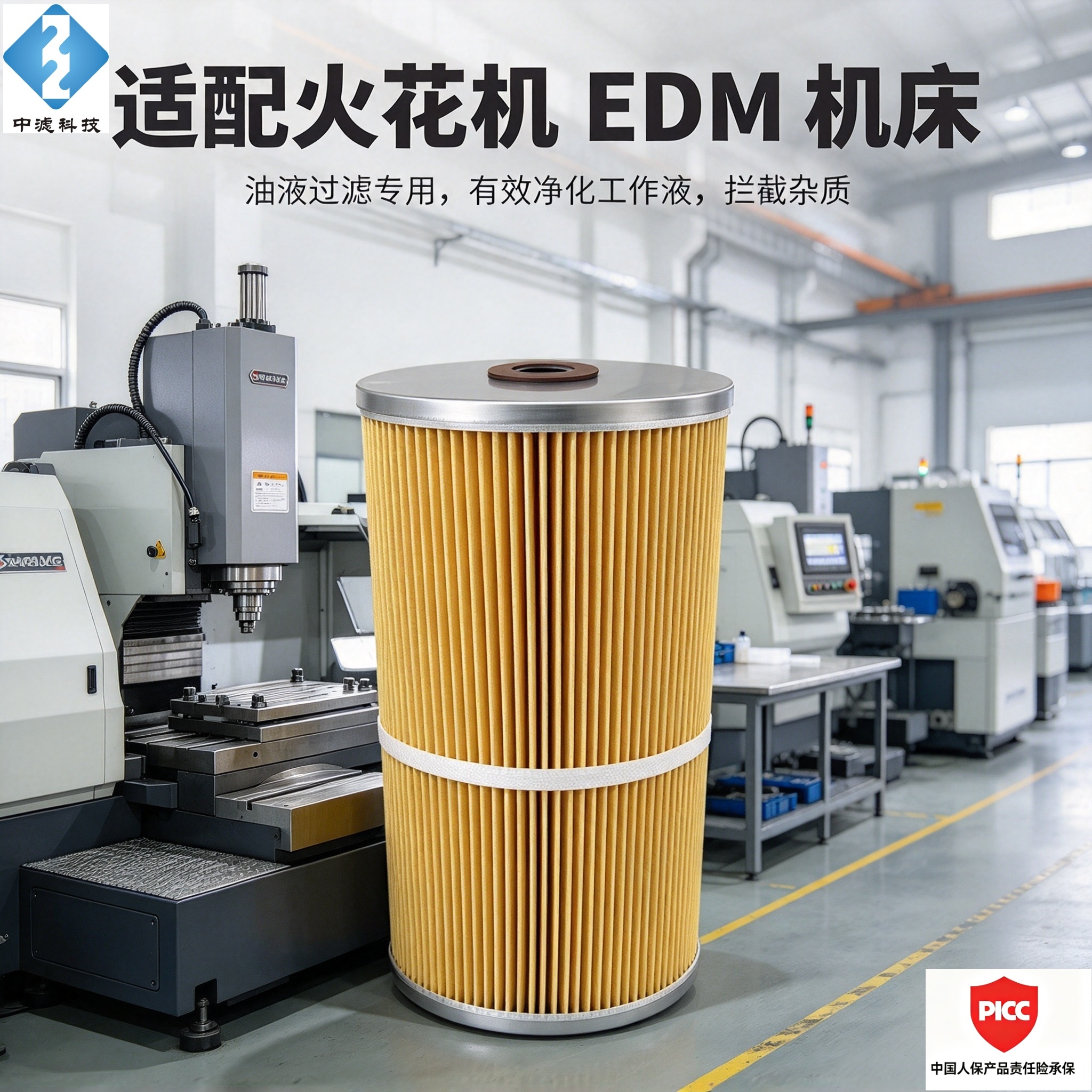 中滤科技 模具电火花机滤芯 ZL260×35×500 慢走丝工作液过滤芯 WEDM 过滤元件
