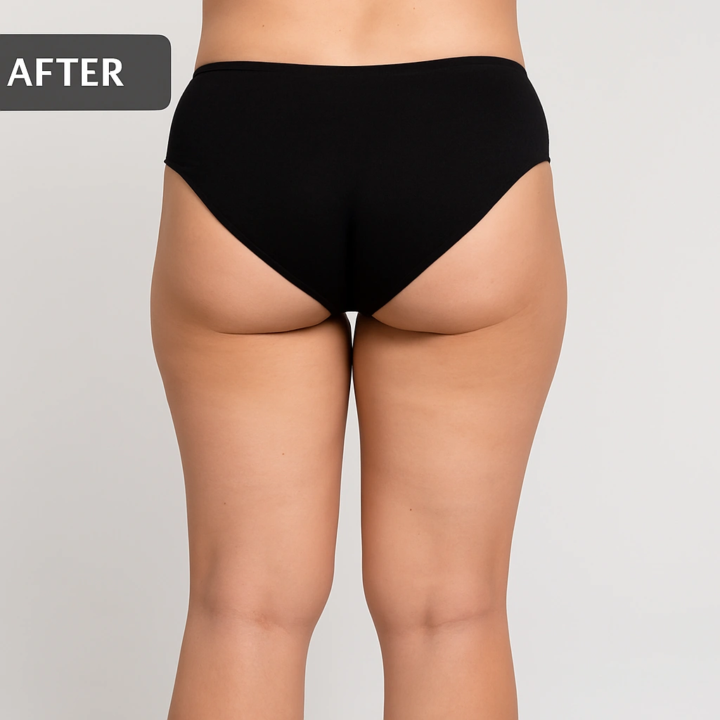 After pressotherapy — reduced swelling and smoother contour