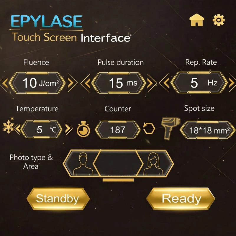 EPYLASE diode laser touch screen interface for professional treatment settings