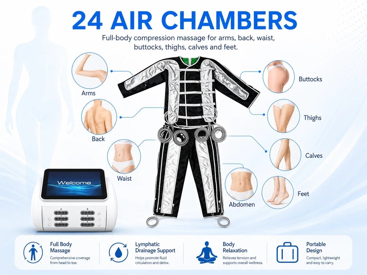 Portable Pressotherapy Machine for Lymphatic Drainage & Body Massage,emmalaser,Portable Pressotherapy Machine for Lymphatic Drainage & Body Massage