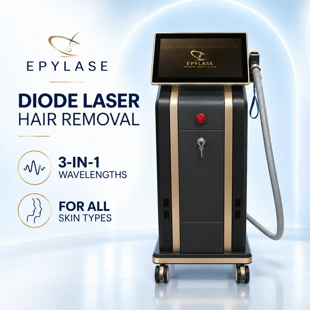 EPYLASE 808nm Diode Laser Hair Removal Machine | 3-in-1 Wavelength | 1000–2000W | For All Skin Types,emmalaser,2000W Diode Laser Hair Removal Machine | Painless, Safe & Effective