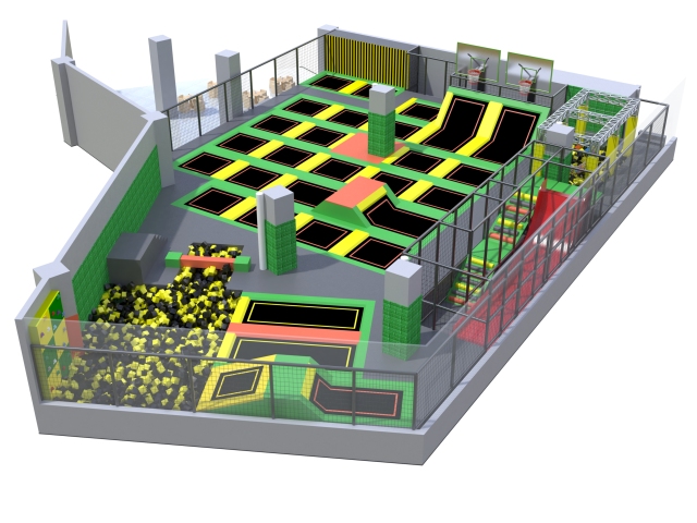 UK 1400sqm Indoor Trampoline Park with Games Naughty Castle Play Ground
