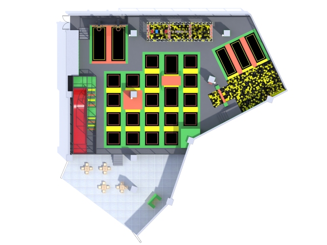 UK 1400sqm Indoor Trampoline Park with Games Naughty Castle Play Ground