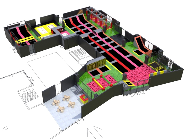 2000m2 Indoor Trampoline and Adventure Park Design