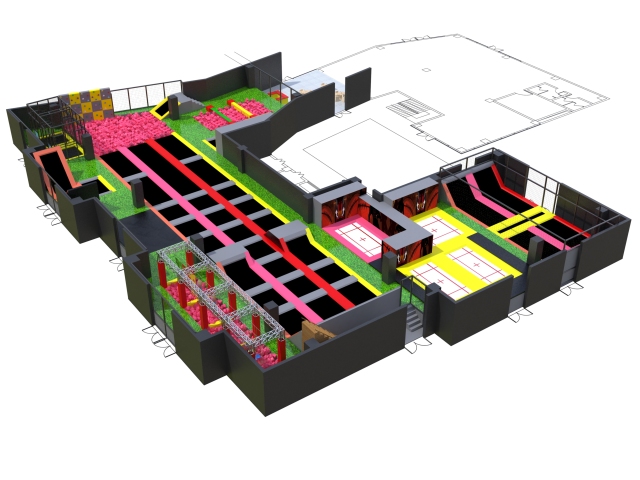 2000m2 Indoor Trampoline and Adventure Park Design