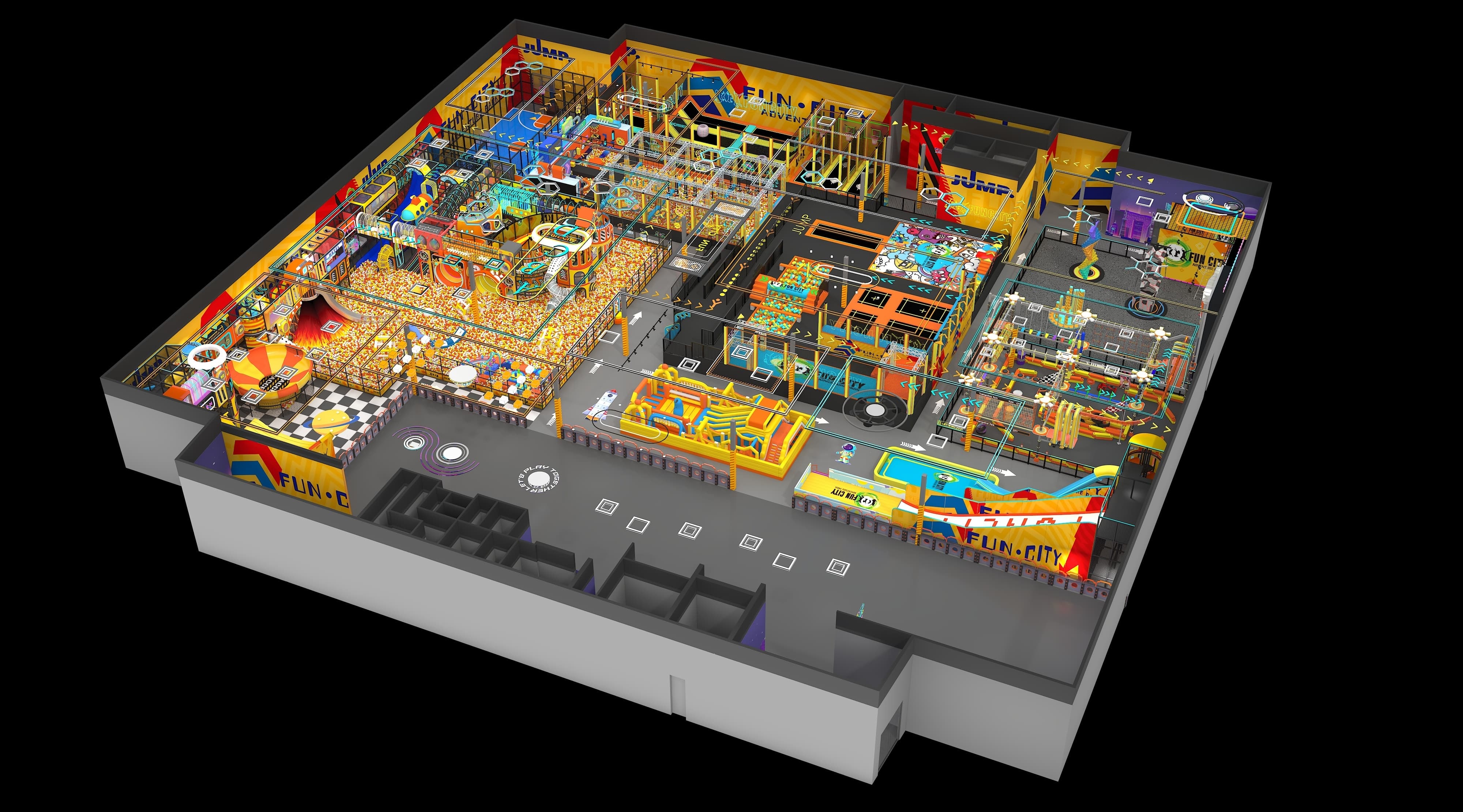 Indoor Trampoline Park With Playground