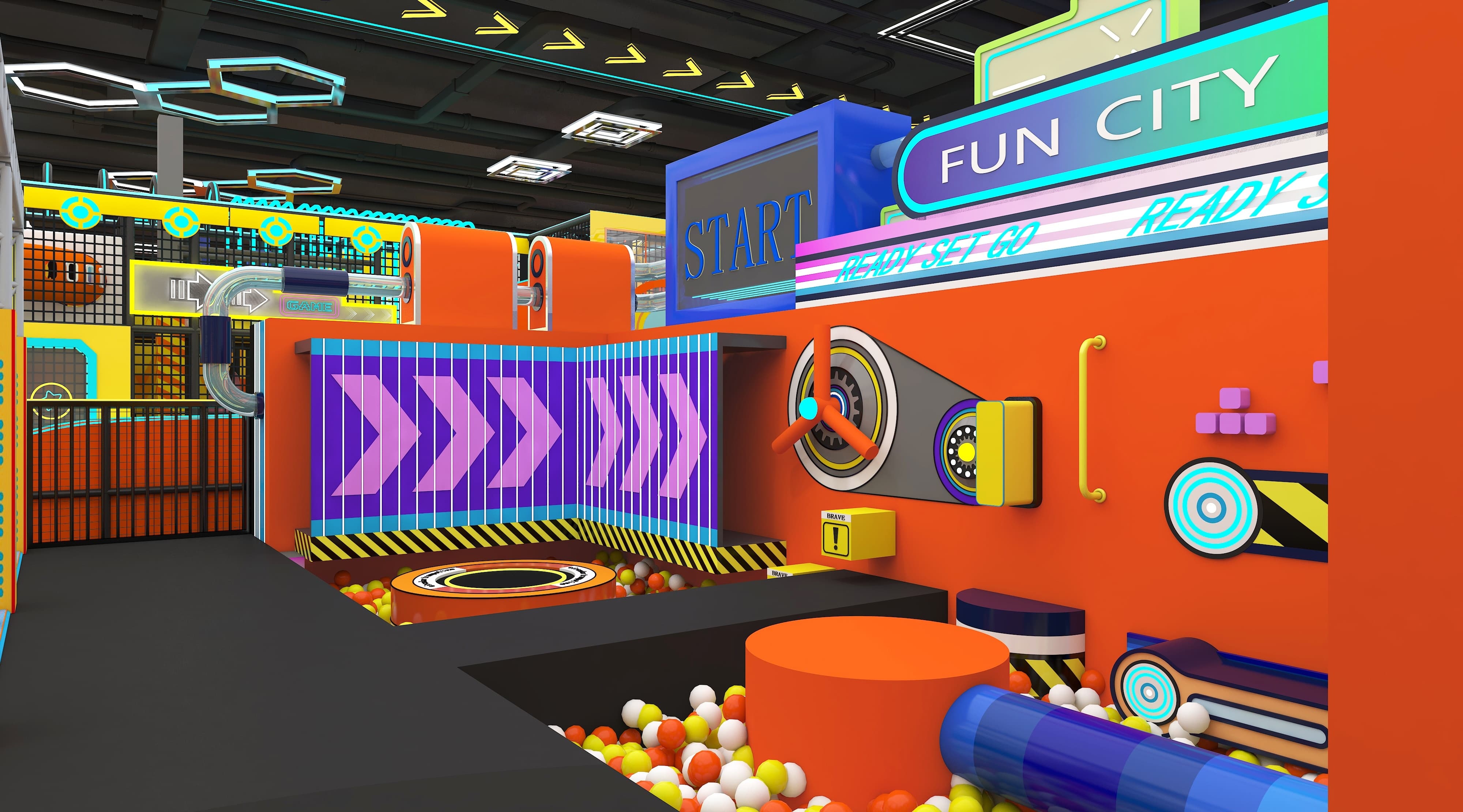 Indoor Trampoline Park With Playground