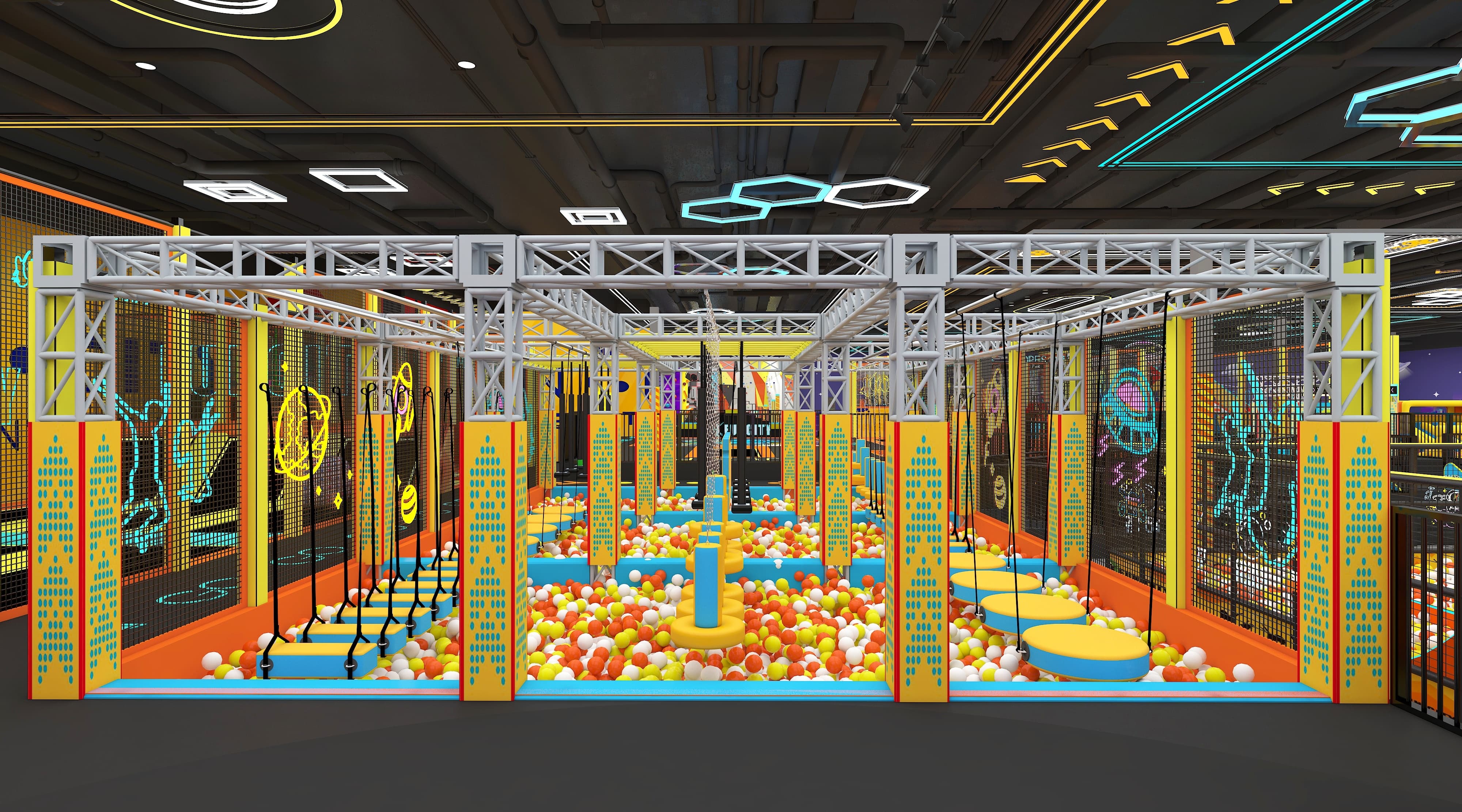 Indoor Trampoline Park With Playground