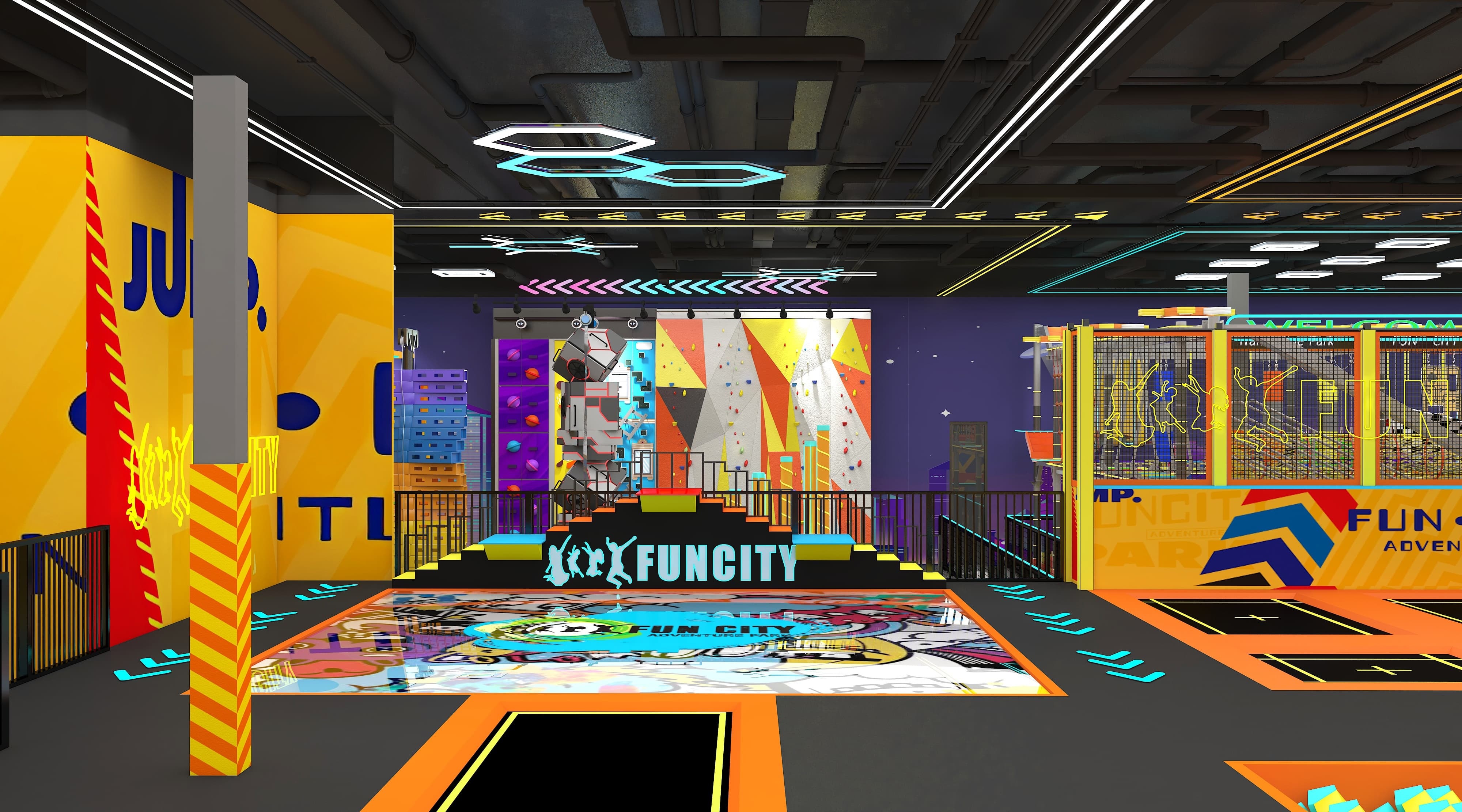 Indoor Trampoline Park With Playground