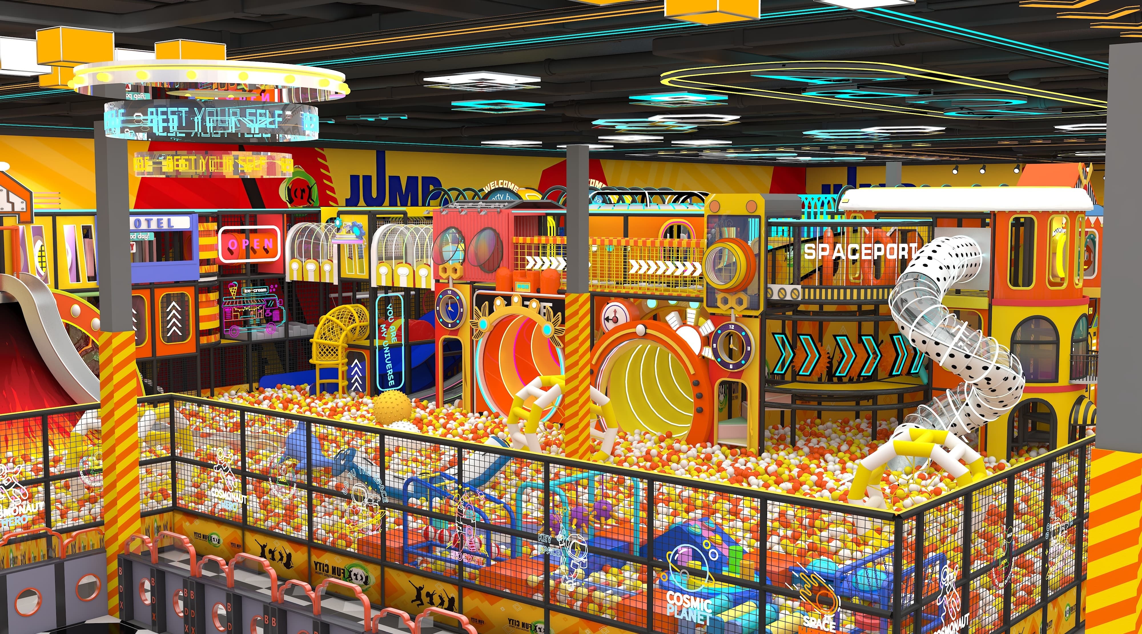 Indoor Trampoline Park With Playground