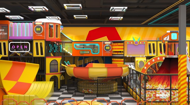 Indoor Trampoline Park With Playground