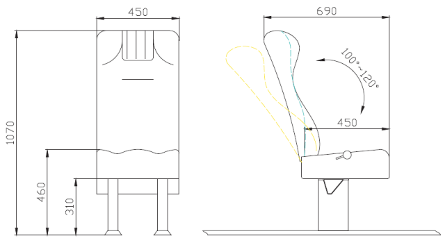 Single double triple seats boat seat shock-absorbing design fold down marine passenger seat