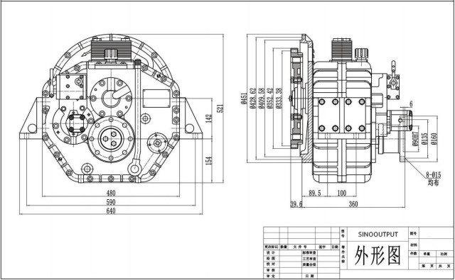 Sinooutput marine gearbox SINO-MS100 for small boat yacht speed boat pontoon boat passenger boat etc.