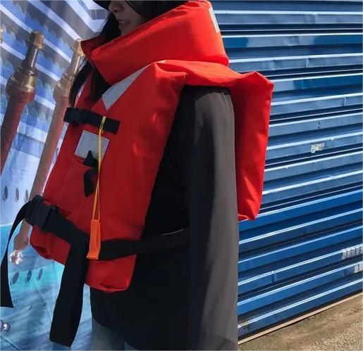 MARINE LIFE JACKET MADE OF POLYESTER STUFFED WITH BUOYANT FOAM INFLATABLE NYLON LIFE VEST WITH REFLECTIVE PATCH