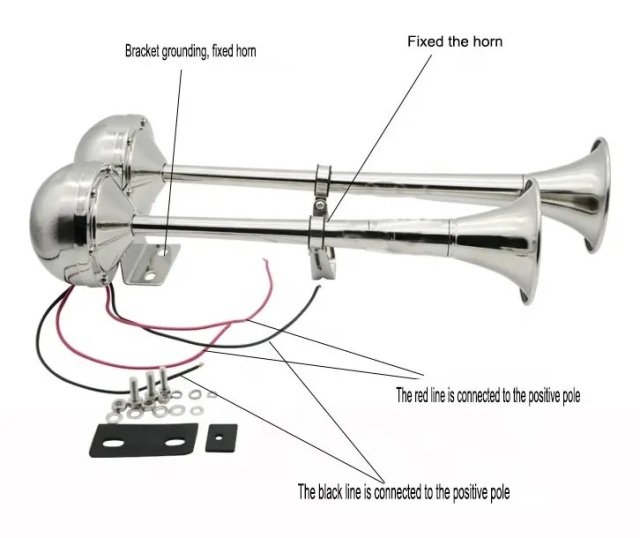 304 stainless steel single twin electric trumpet horn, low tone DC 12V/24V ,electric marine boat horn