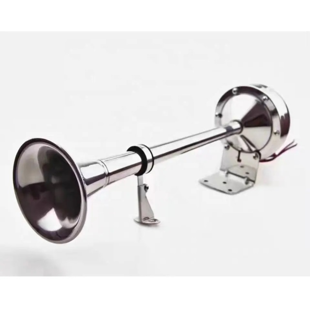 304 stainless steel single twin electric trumpet horn, low tone DC 12V/24V ,electric  marine boat horn丨Sinooutput