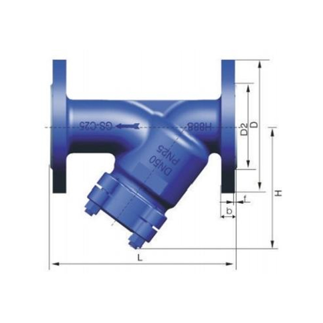 High Flow Y-Pattern filter for Water/Gas/Oil Pipelines DIN Standard Flanged Ends Cast Iron/Stainless Steel Options CE Certified