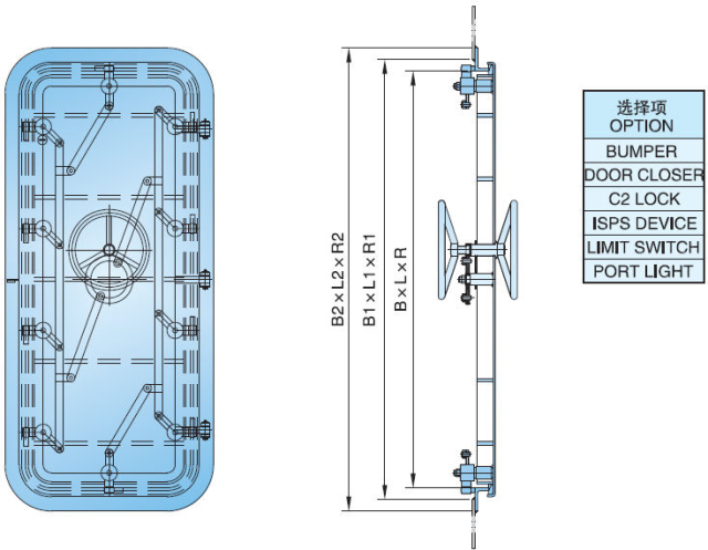 SINOOUTPUT Marine-Grade FRP Steel Door-Waterproof Heavy-Duty LO/RO Opening 88KG & Customizable for Vessels