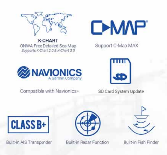 KP1299X GPS CHART PLOTTER WITH FISH FINDER AIS TRANSPONDER and BUILT-IN RADAR FUNCTION 5-in-1 Marine Supplies