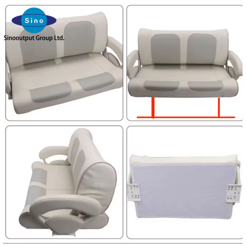 Durable 106cm Upholstered Boat Bench Seat - Double Seat in White/Dark Blue, Marine Grade