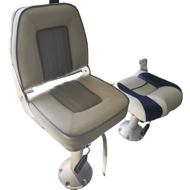 Durable 106cm Upholstered Boat Bench Seat - Double Seat in White/Dark Blue, Marine Grade