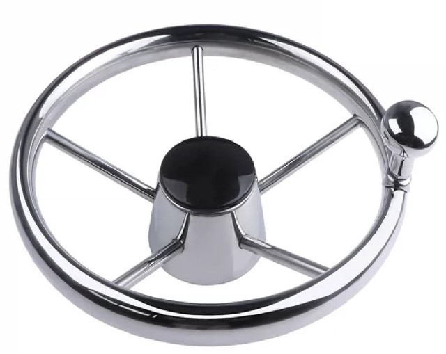 Stainless Steel Marine Steering Wheel with Power Knob for Effortless Control - Professional Boat Steering Wheel Multiple Styles