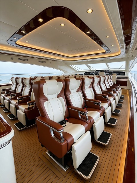 Customizable Marine Passenger Seat Poseidon B Series - Ergonomic Ship Seating with PVC Leather and Extended Leg Rest